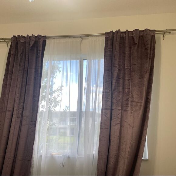 [ballard] double rod drapery kit polished nickel with marble finials - Picture 8 of 9